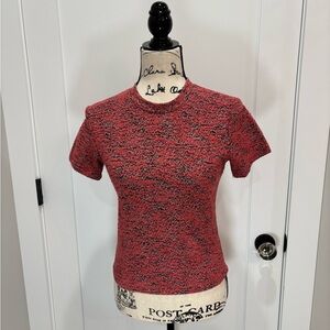 Free People Rose and Black Short Sleeve Top